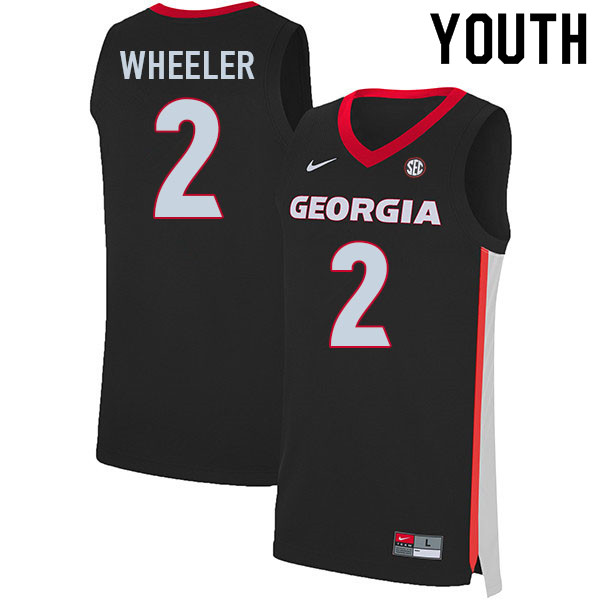Youth #2 Sahvir Wheeler Georgia Bulldogs College Basketball Jerseys Sale-Black